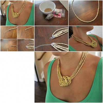 How to make Simple Beads Necklace step by step DIY tutorial instructions thumb