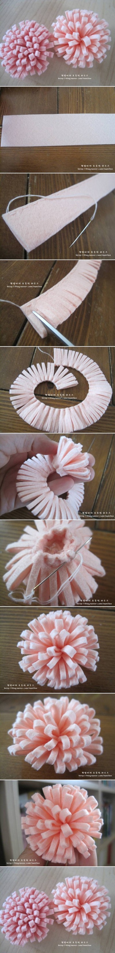 How to make Simple Easy Felt Flower step by step DIY tutorial instructions