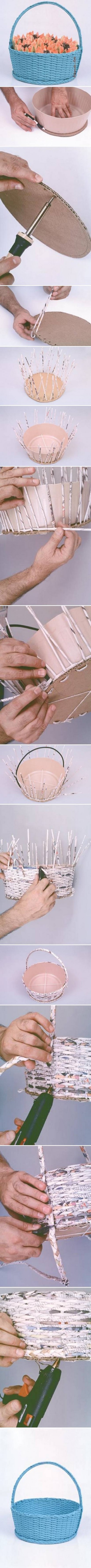 How to make Simple Newspaper Basket step by step DIY tutorial instructions