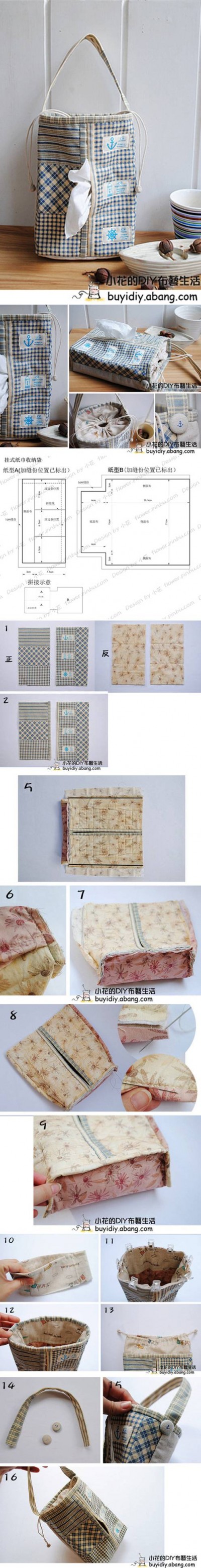 How to make Simple Towel Pouch step by step DIY tutorial instructions