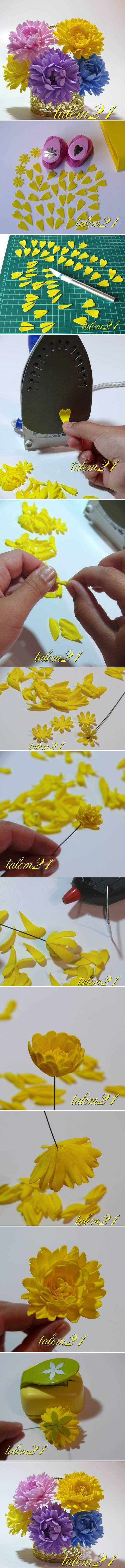 How to make Small Chrysanthemum Flowerstep by step DIY tutorial instructions