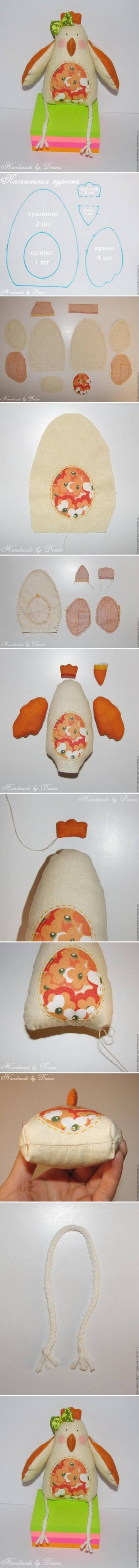 How to make Small Fabric Hen step by step DIY tutorial instructions