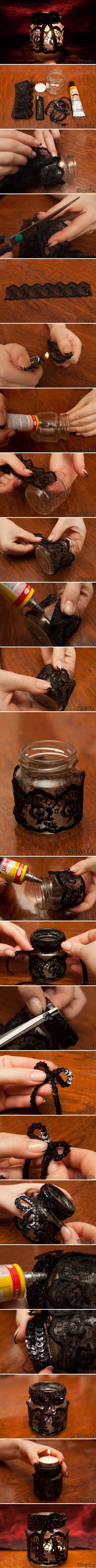 How to make Small Glass Candle Holder step by step DIY tutorial instructions