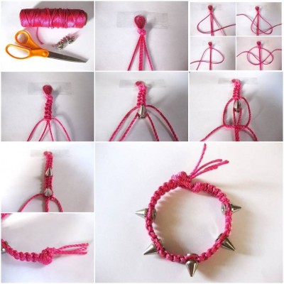 How to make Studded Bracelet step by step DIY tutorial instructions thumb