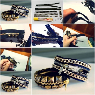 How to make Stylish Studded Bracelet step by step DIY tutorial instructions thumb
