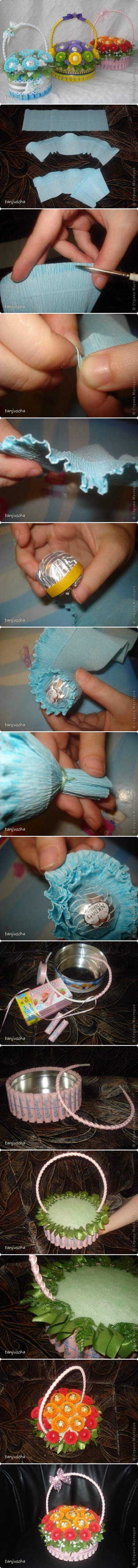 How to make Sweet Candy Basket step by step DIY tutorial instructions