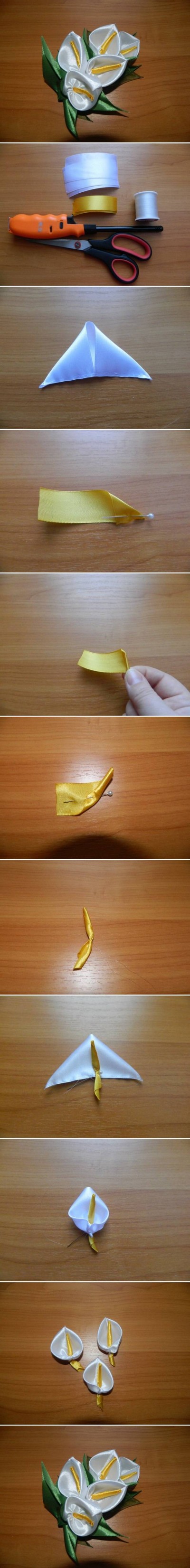 How to make Unusual Flower Brooch step by step DIY tutorial picture instructions