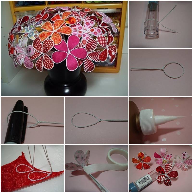 How to make Wire Fabric Flower step by step DIY tutorial picture