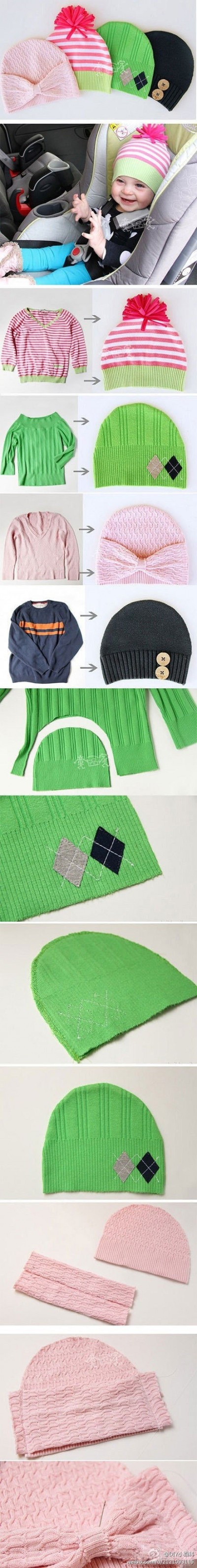 How to make baby hats with used cloth step by step DIY tutorial instructions