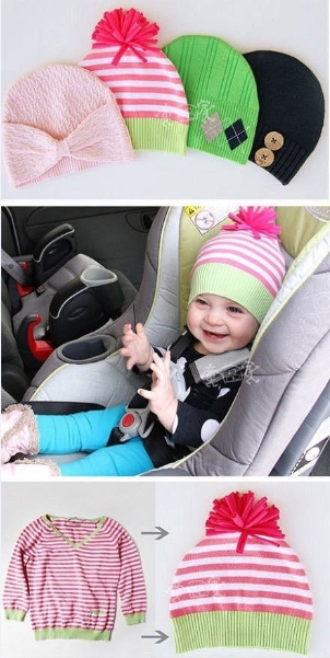 How to make baby hats with used cloth step by step DIY tutorial instructions thumb