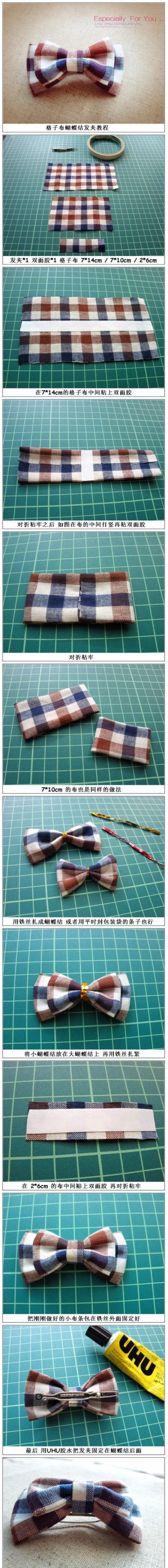 How to make beautiful plaid hair pin step by step DIY tutorial instructions