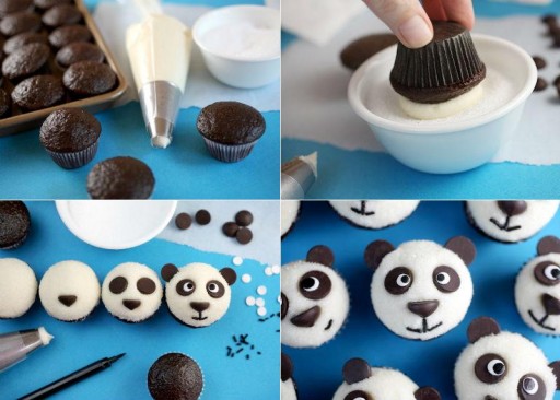 How to make cute panda cup cakes step by step DIY tutorial instructions