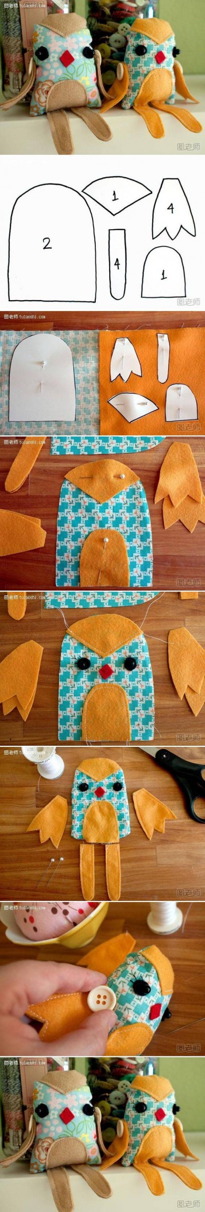 How to make lovely Fabric Bird Toy step by step DIY instructions