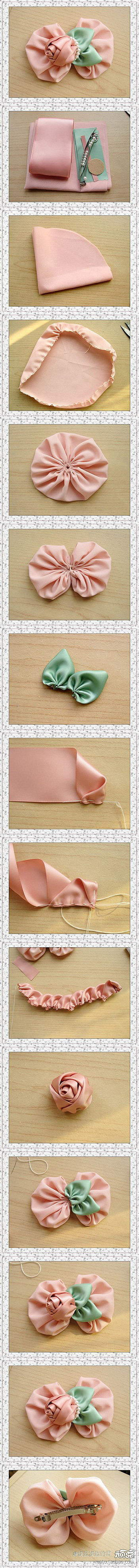 How to make lovely rose flower hair pin step by step DIY tutorial instructions