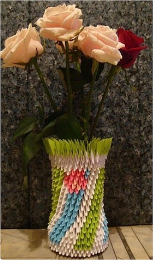 How to make paper craft origami vase decoration step by step DIY tutorial instructions thumb