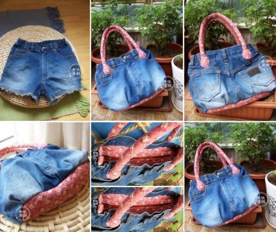 How to make recyled jean purse step by step DIY tutorial instructions