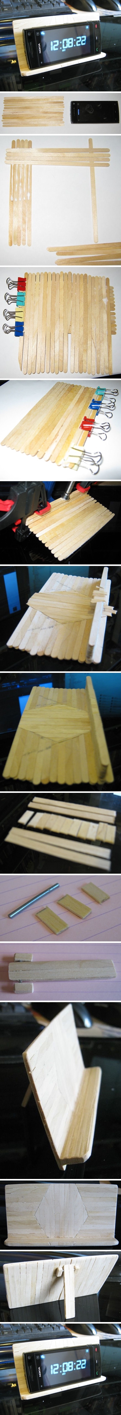 How to make your own cool wooden cell phone stand step by step DIY tutorial instructions