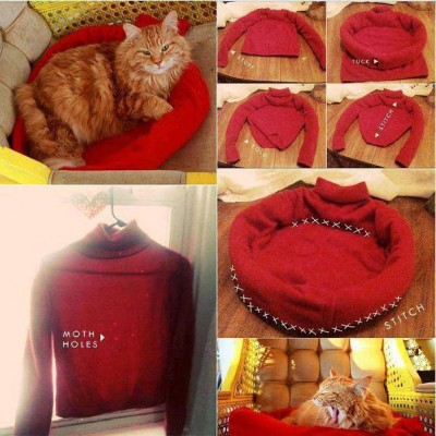 How to make your own pet bed with recycled cloth step by step DIY tutorial instructions