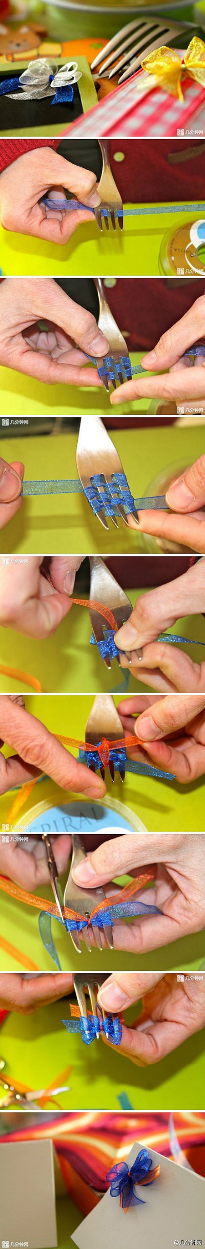 How to tie a beautiful knot using a fork step by step DIY tutorial instructions