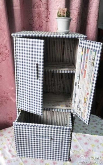 How to use recycled newspaper to make a storage bin step by step DIY tutorial picture instructions thumb