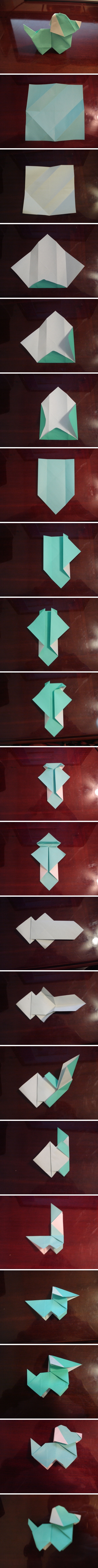 how to fold Origami paper puppy dog step by step DIY tutorial instructions
