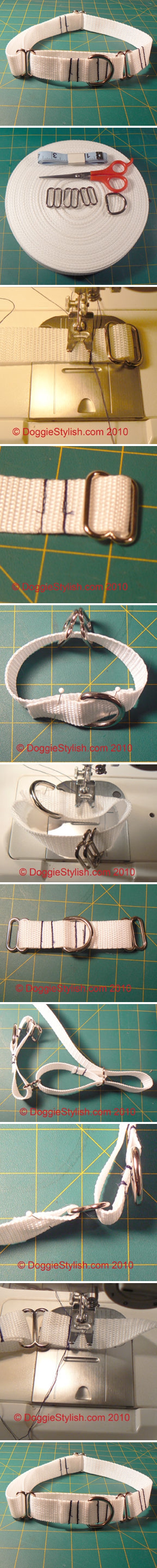 how to make Adjustable Martingable dog collar step by step DIY tutorial instructions