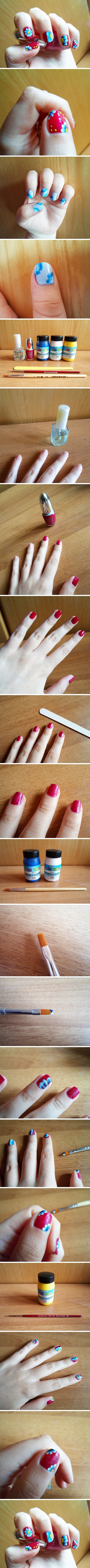 how to make Spring Floral Nail art step by step DIY tutorial instructions