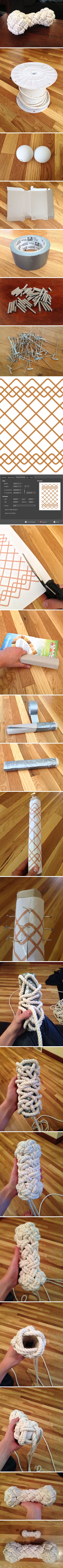 how to make Woven rope bone dog toy step by step DIY tutorial instructions