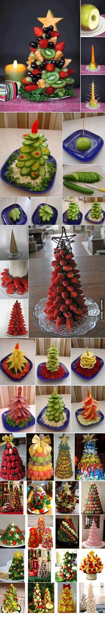 30 ways to make fruit Christmas trees