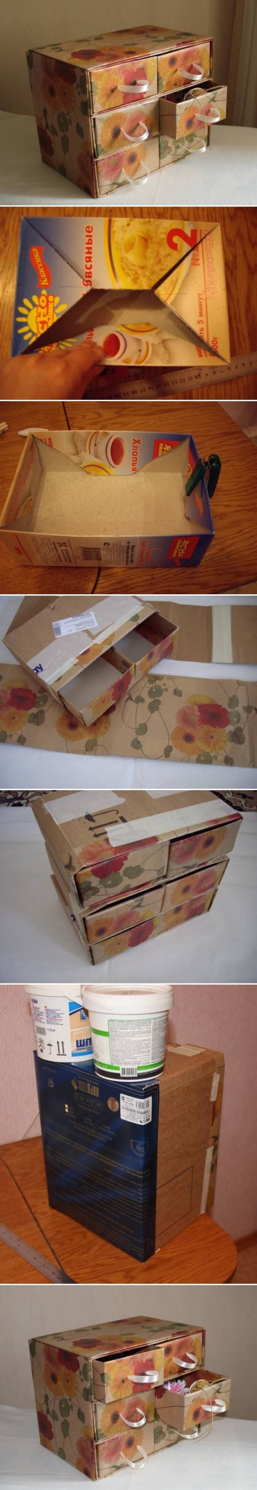 How To Make Cardboard chest with storage container units step by step DIY tutorial instructions