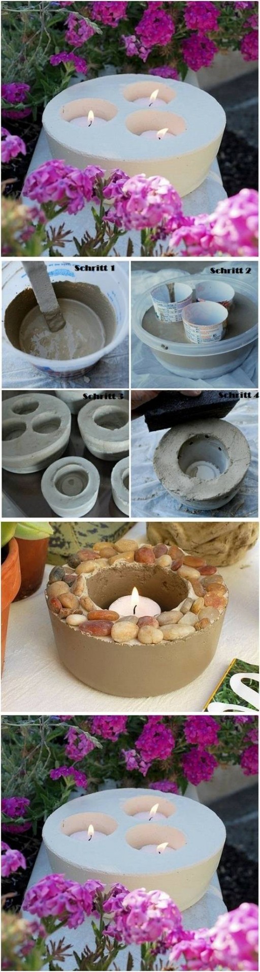 How To Make Concrete standing Candle holders step by step DIY tutorial instructions