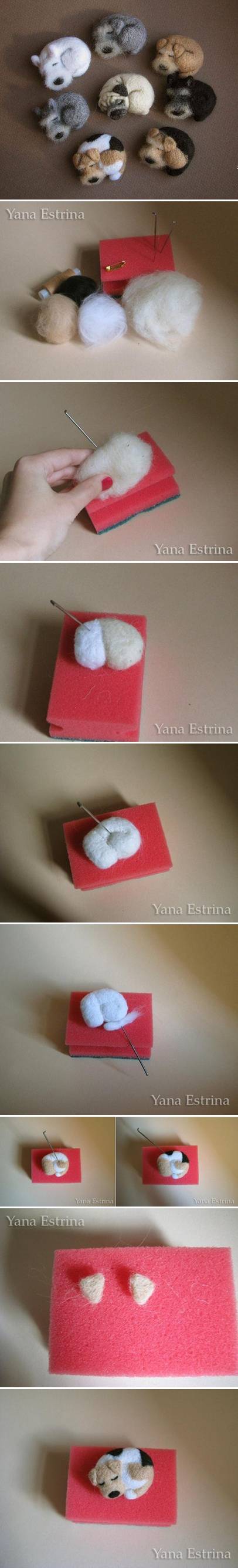 How To Make Cute Little Wool Dog step by step DIY tutorial instructions