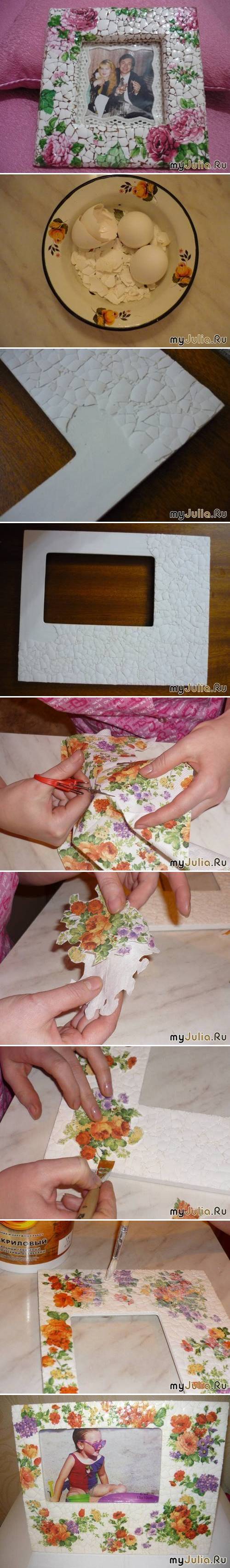 How To Make Eggshell Mosaic Picture Frame of your photo collage step by step DIY tutorial instructions