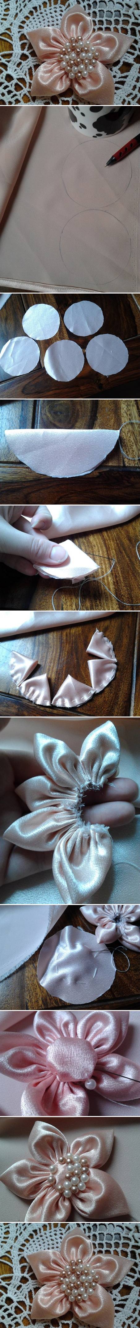How To Make Fabric Five Petals Flowers step by step DIY tutorial instructions