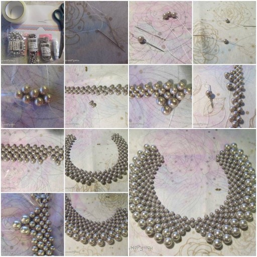 How To Make beautiful Beads or pearl Necklaces step by step DIY tutorial instructions thumb