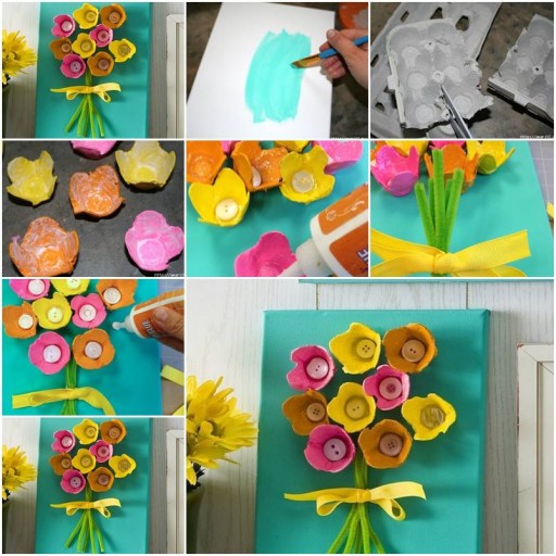 How To Make beautiful flowers with Egg Boxes step by step DIY tutorial instructions thumb