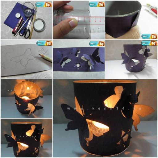 How To Make homemade romantic Butterfly Candle Holders step by step DIY tutorial instructions thumb