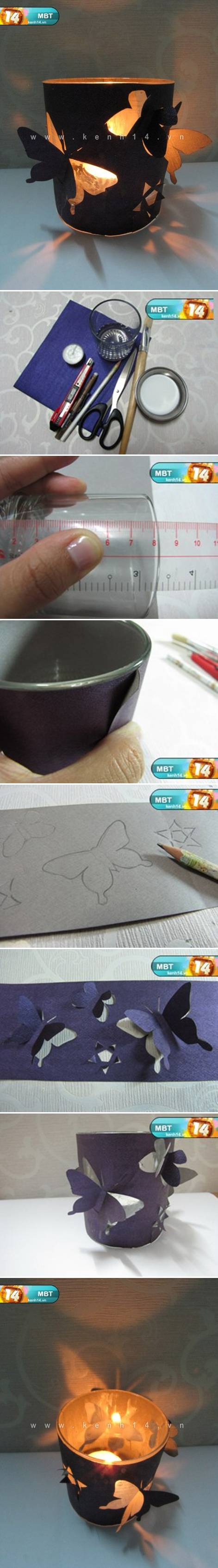 How To Make homemade romantic Butterfly Candle Holders step by step DIY tutorial instructions