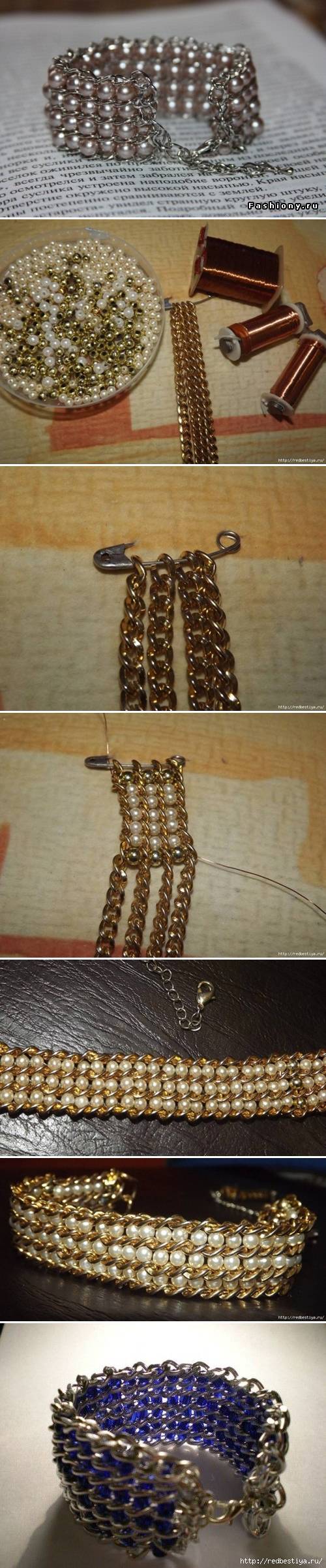 How To Make pretty jewelry like Beads and Chains wrist band Bracelet step by step DIY tutorial instructions