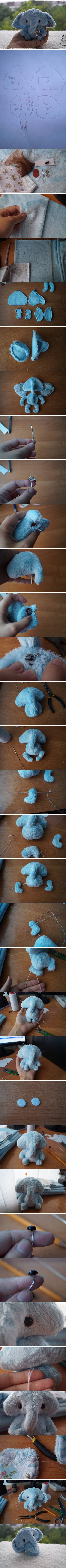 How To Make tulle Fabric Little pygmy Elephant step by step DIY tutorial instructions