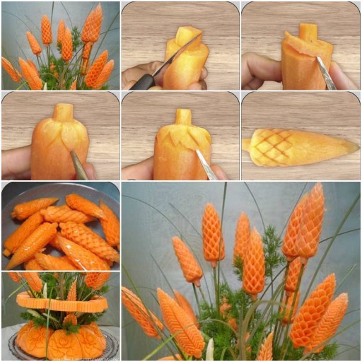 How to Carve Carrot Flowers step by step DIY tutorial instructions thumb