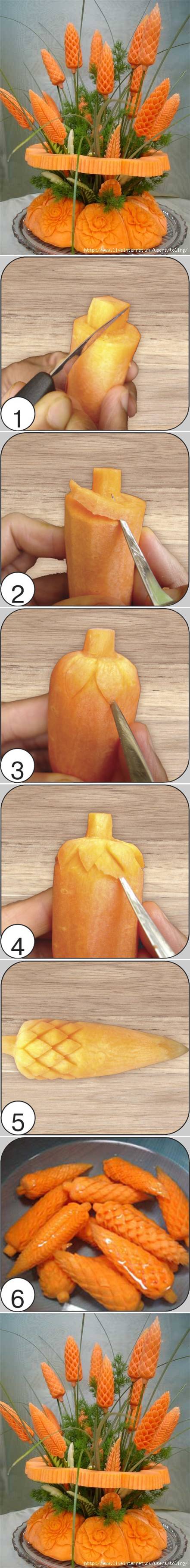 How to Carve Carrot Flowers step by step DIY tutorial instructions