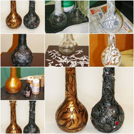 How to Decorate pretty Wine Bottle step by step DIY tutorial instructions thumb