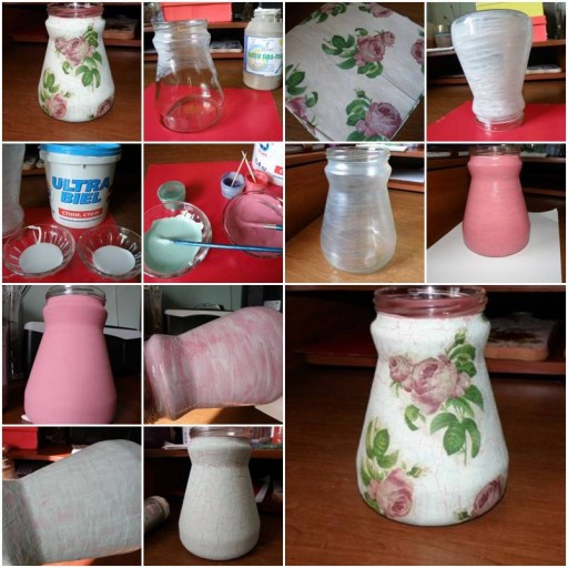 How to Make Flower Fabric container glass Jar step by step DIY tutorial instructions thumb