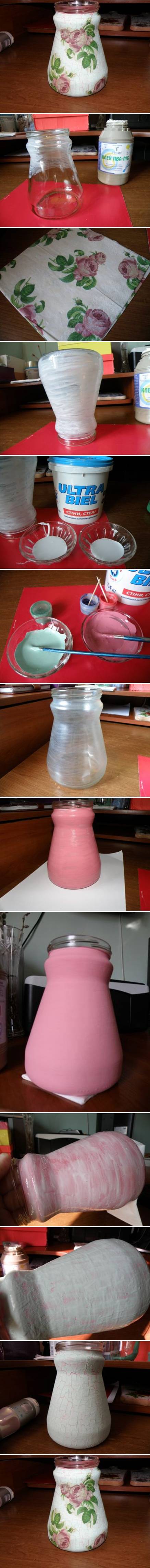 How to Make Flower Fabric container glass Jar step by step DIY tutorial instructions