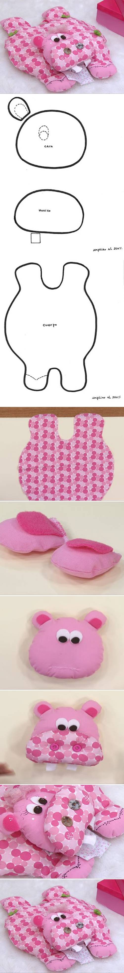 How to Make Hippo Pillow step by step DIY tutorial instructions