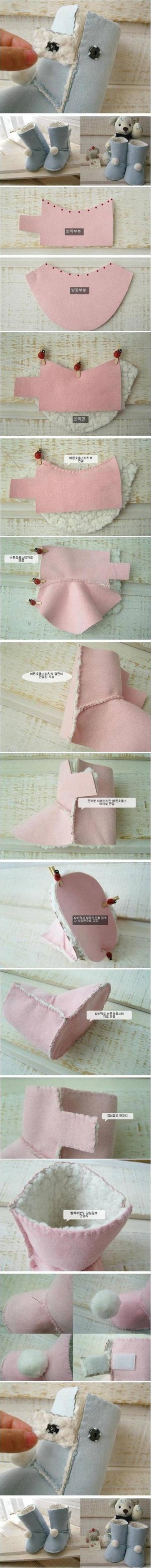 How to design and sew Kids Ugg Boots step by step DIY tutorial instructions