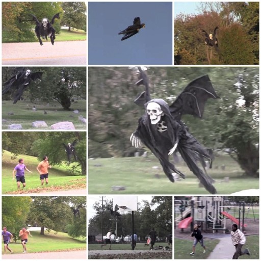 How to horrify people with a flying Halloween reaper