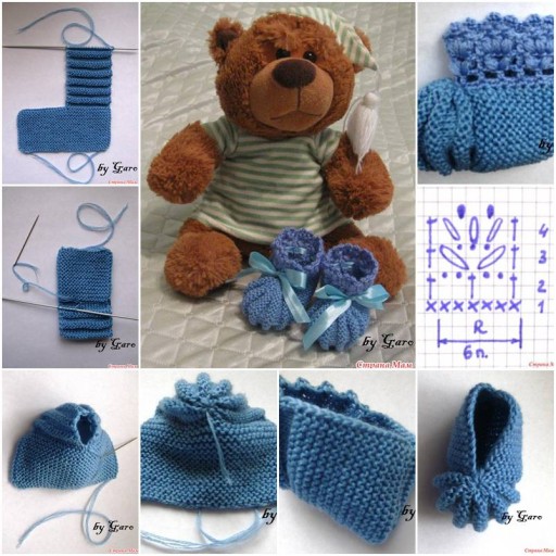 How to knit pretty No Sole Booties step by step DIY tutorial instructions thumb
