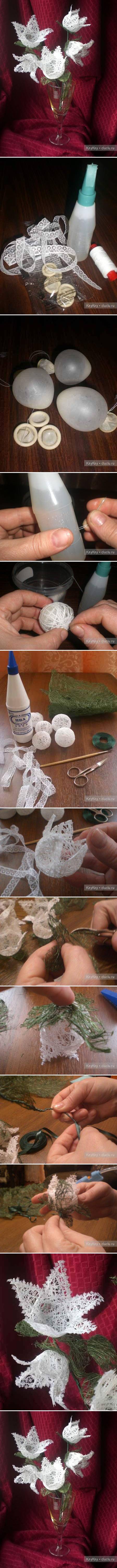 How to make Beautiful Yarn Flowers step by step DIY tutorial instructions